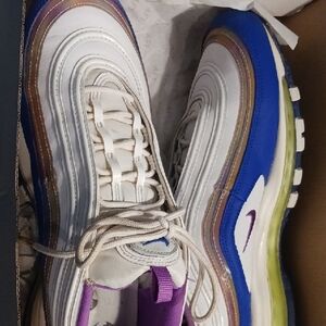 Nike Air Max 97 White Blue Purple Athletic Shoes